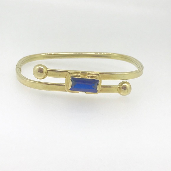 Jewelry - 14 kt yellow gold bracelet with syn. blue sapphire